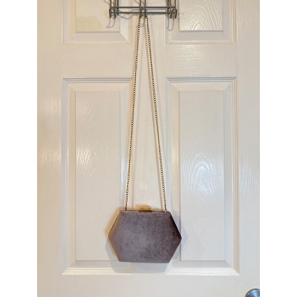 Madison West Evening Bag Clutch Purse Gold‎ Chain Strap Hexagon Velvet